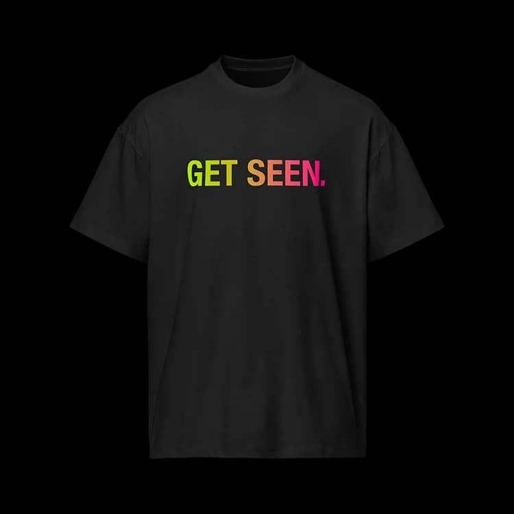 Black Reveting T-shirt with Get Seen lettering
